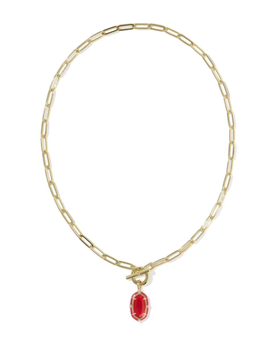 Elisa Gold Enamel Link and Chain Necklace