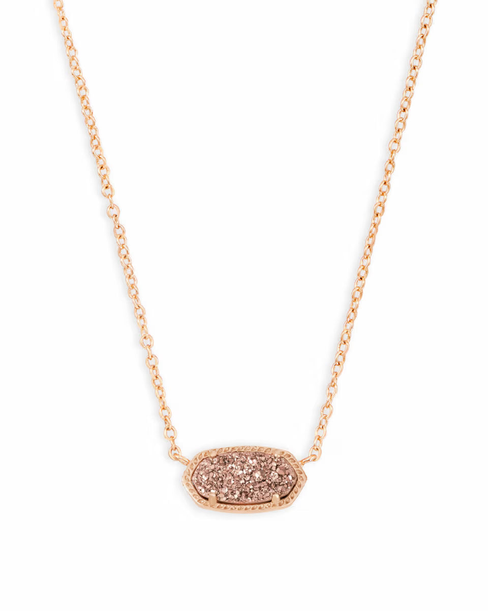 Elisa Rose Gold Pendant Necklace in Iridescent Drusy