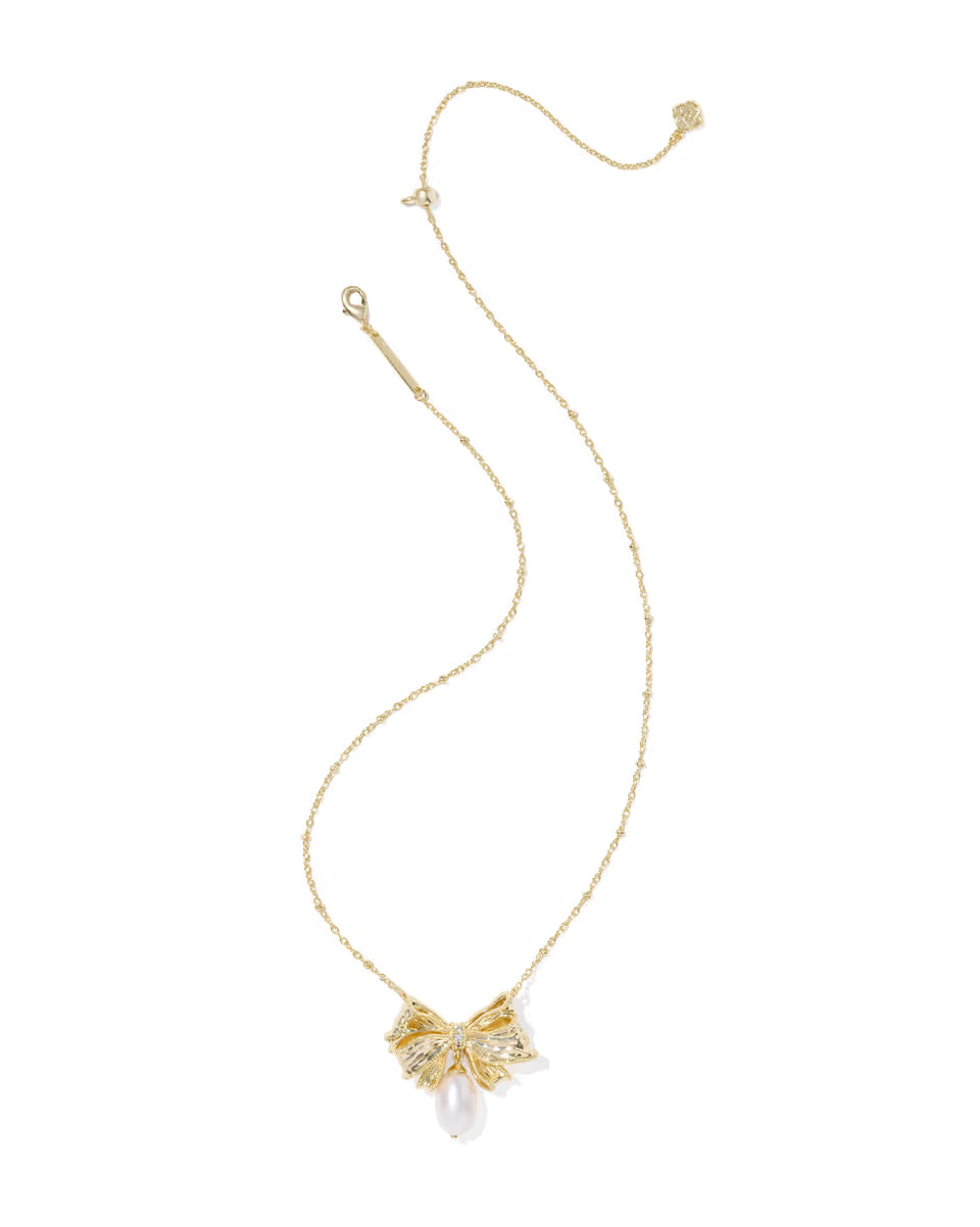 Kendra Scott x LoveShackFancy Pearl Bow Gold Necklace