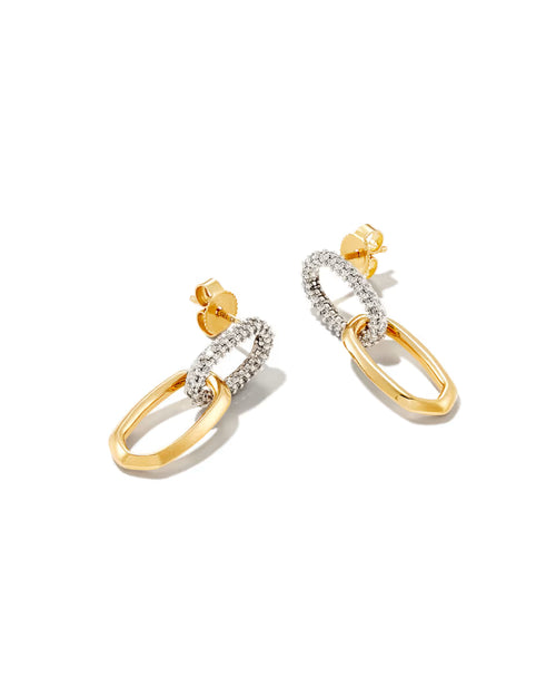 0.42 ct Elisa 14k White Gold Interlocking Drop Earrings in White Diamond