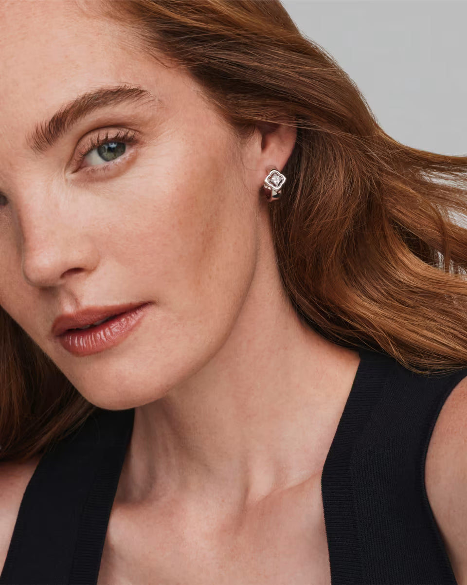 Mallory Crystal Gold Huggie Earrings