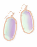 Danielle Rose Gold Drop Earrings in Dichroic Glass
