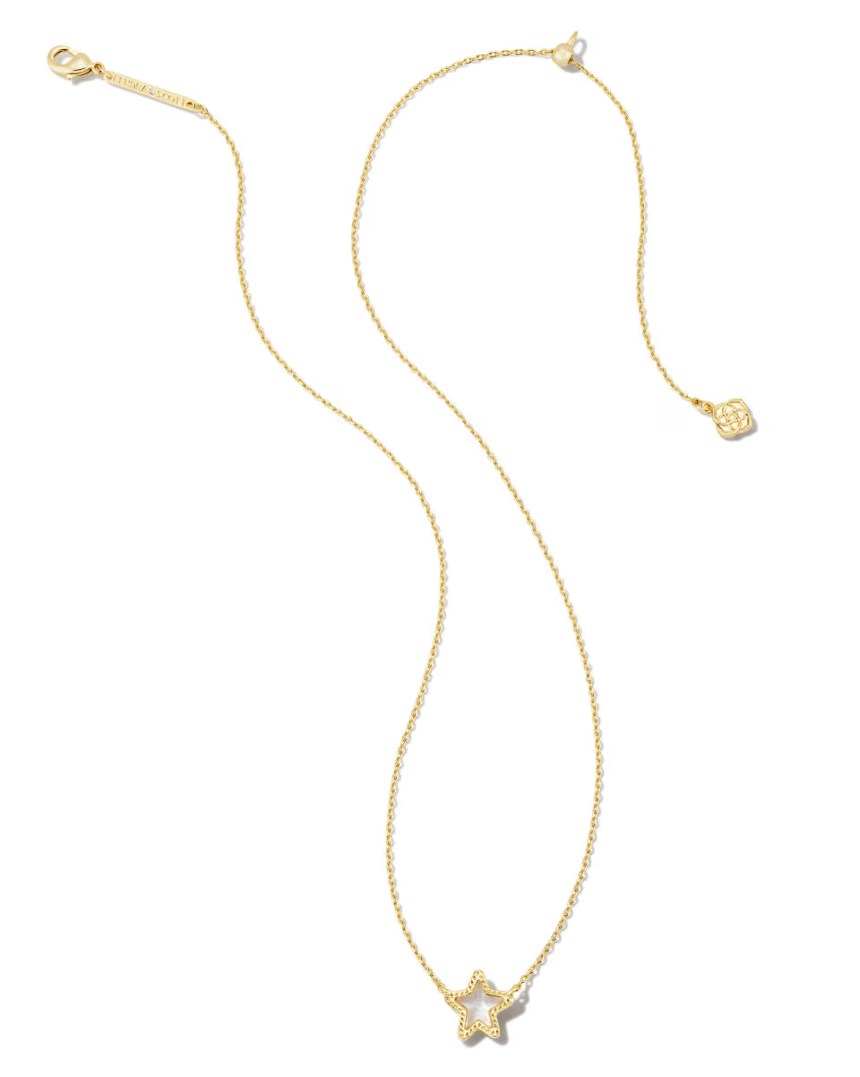 Jae Gold Star Small Short Pendant Necklace in Ivory Mother-of-Pearl