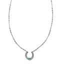 Noble Vintage Gold Horseshoe Pendant Necklace in Variegated Dark Teal Magnesite