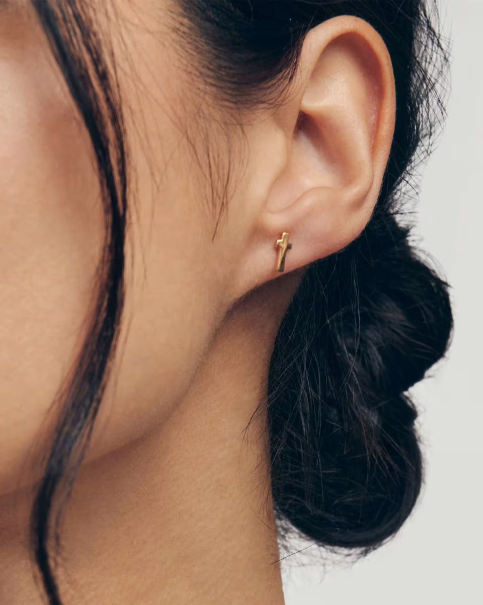 Cross 18k Gold Vermeil Stud Earrings