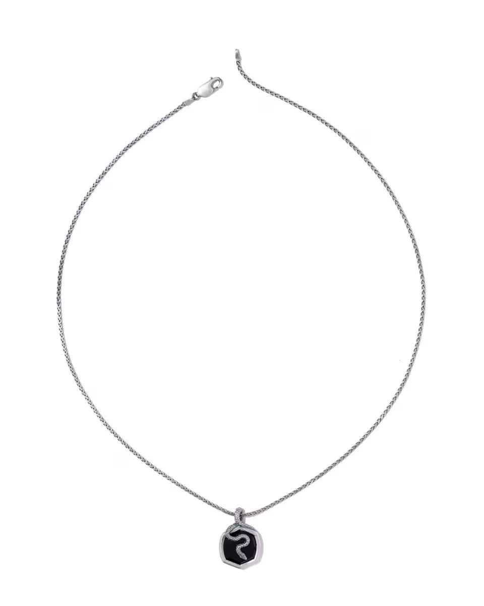 Phoenix Oxidized Sterling Silver Stone Charm Necklace