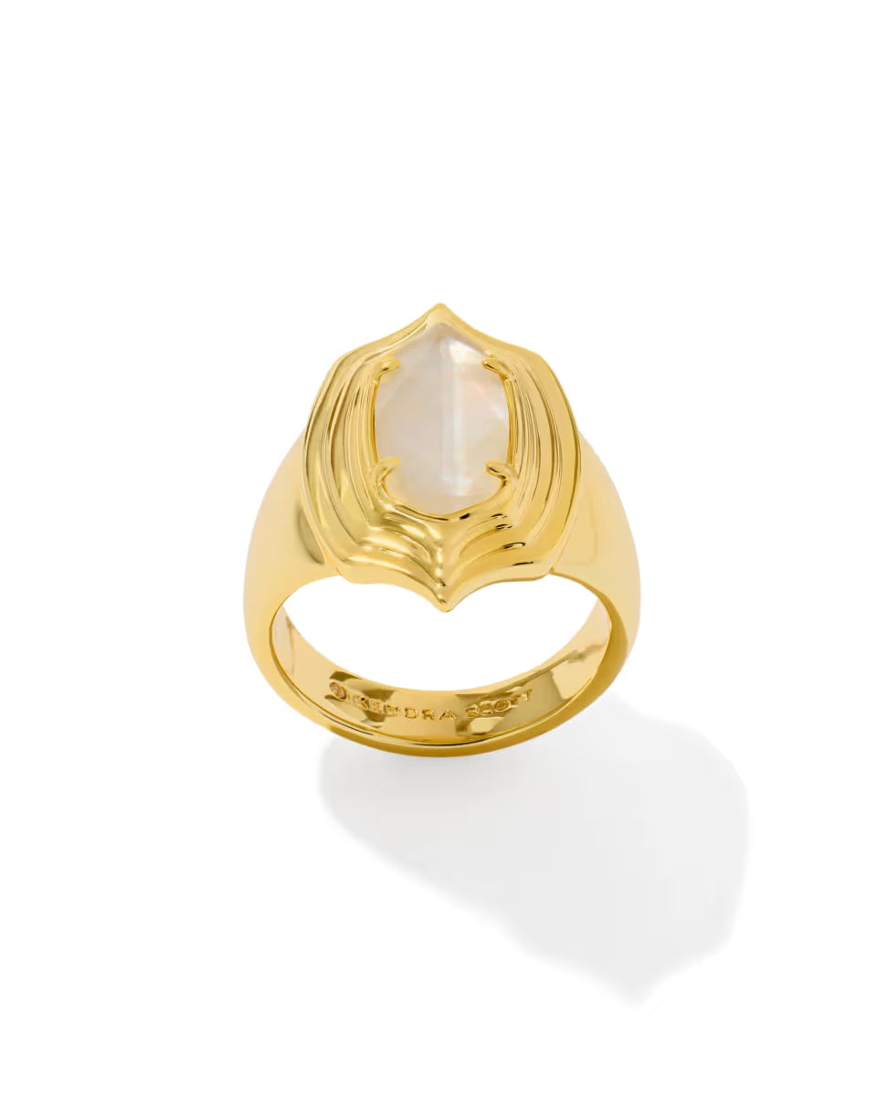 Elyse Stepped Frame Gold Cocktail Ring