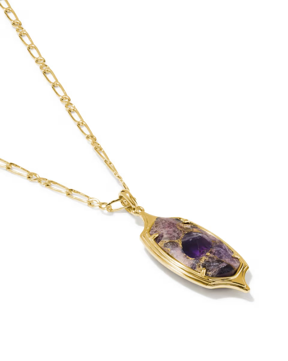 Dani Stepped Frame Gold Long Pendant Necklace