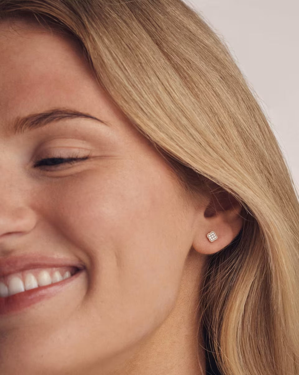 0.10 ct Pave Dira 14k White Gold Stud Earrings