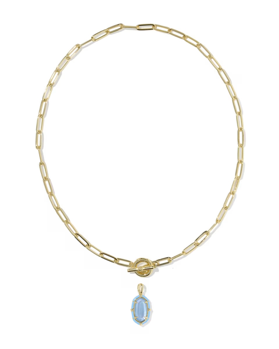 Elisa Gold Enamel Link and Chain Necklace