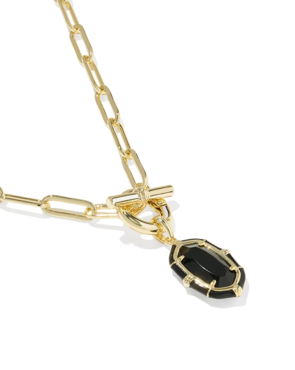Elisa Gold Enamel Link and Chain Necklace