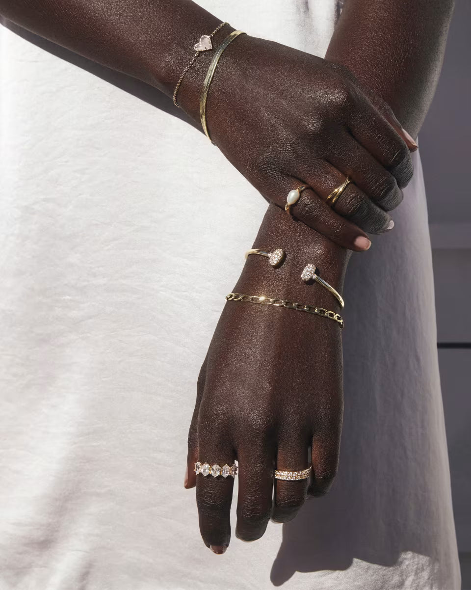 Grayson Rose Gold Cuff Bracelet in White Crystal