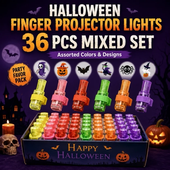 👻🎃 Halloween Finger Projector Rings – LED Party Favors for Kids