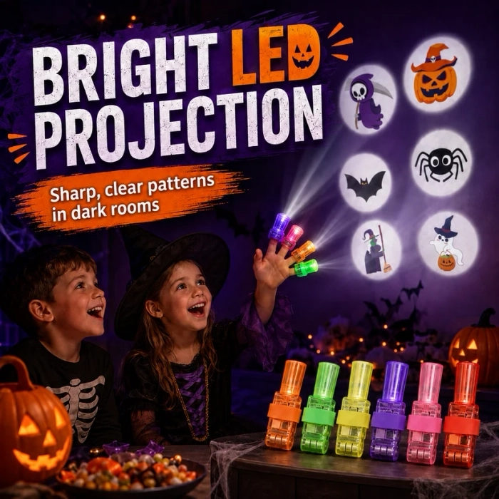👻🎃 Halloween Finger Projector Rings – LED Party Favors for Kids