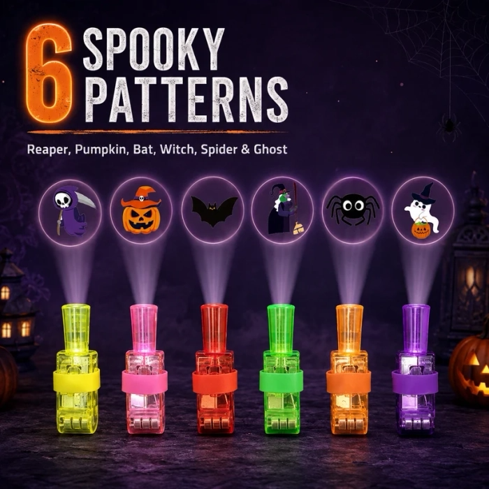 👻🎃 Halloween Finger Projector Rings – LED Party Favors for Kids