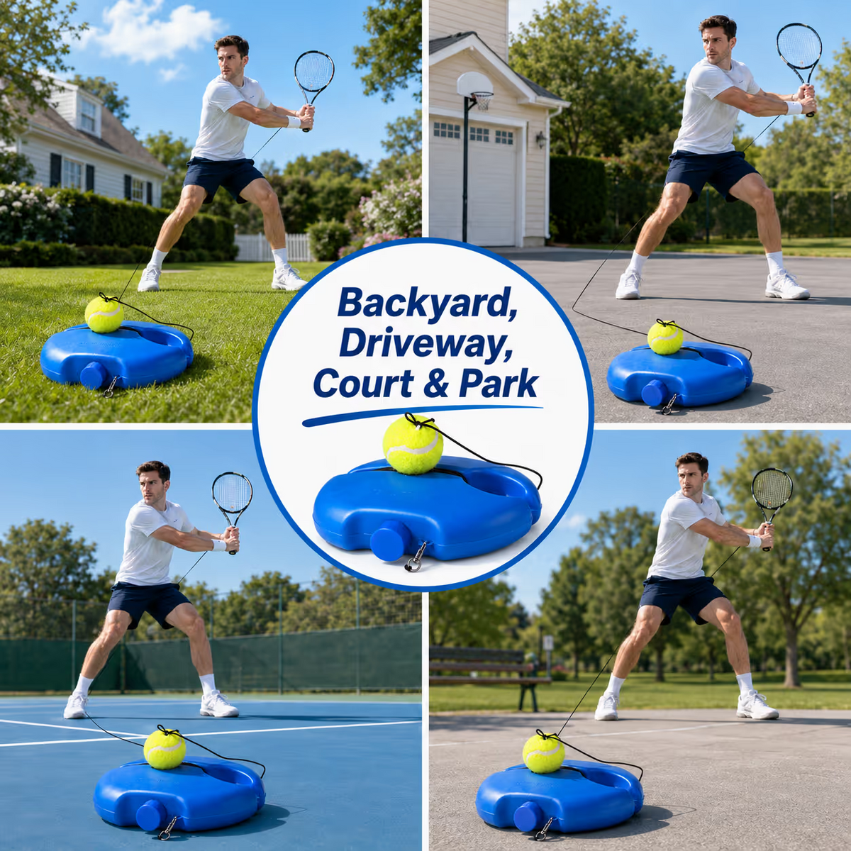 🎾 Solo Tennis Trainer With Round Base