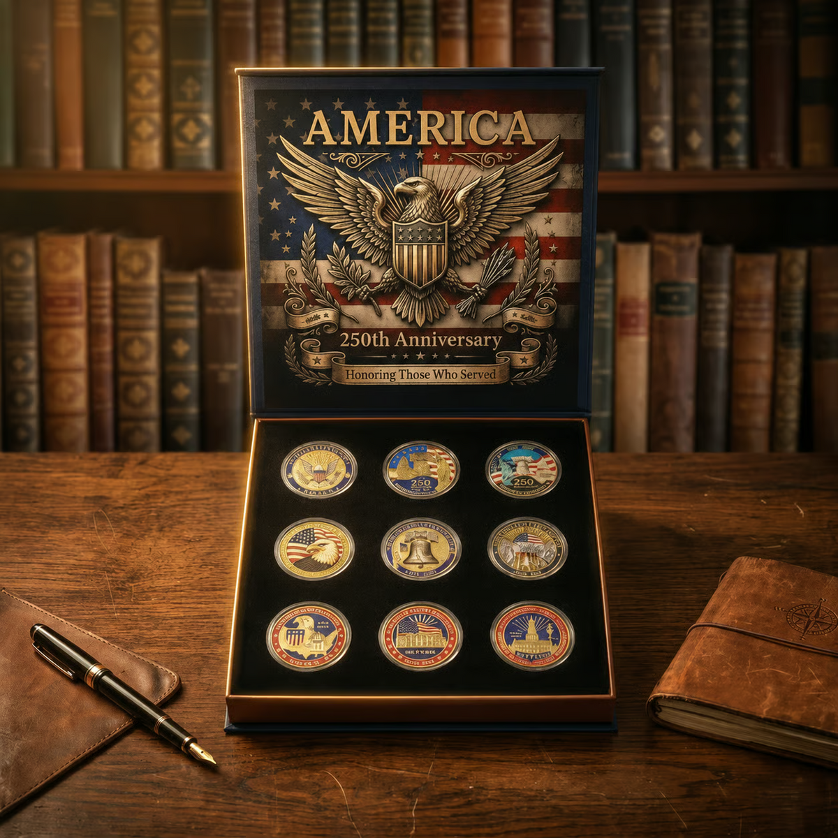 USA 250th Anniversary Commemorative Coin Set (9-Piece)