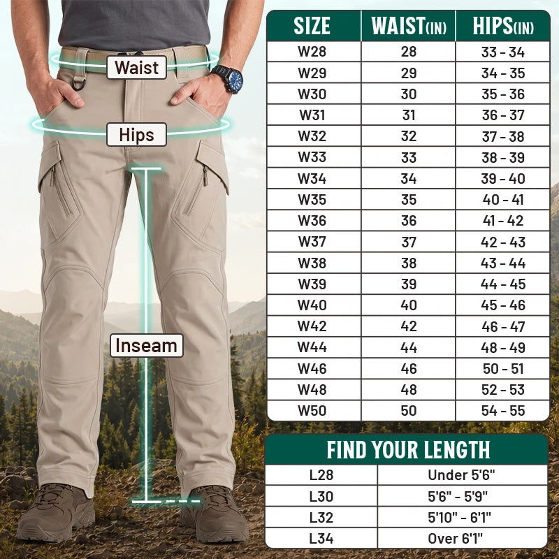 Men's 9-Pocket Straight Fit Tactical Waterproof Pants